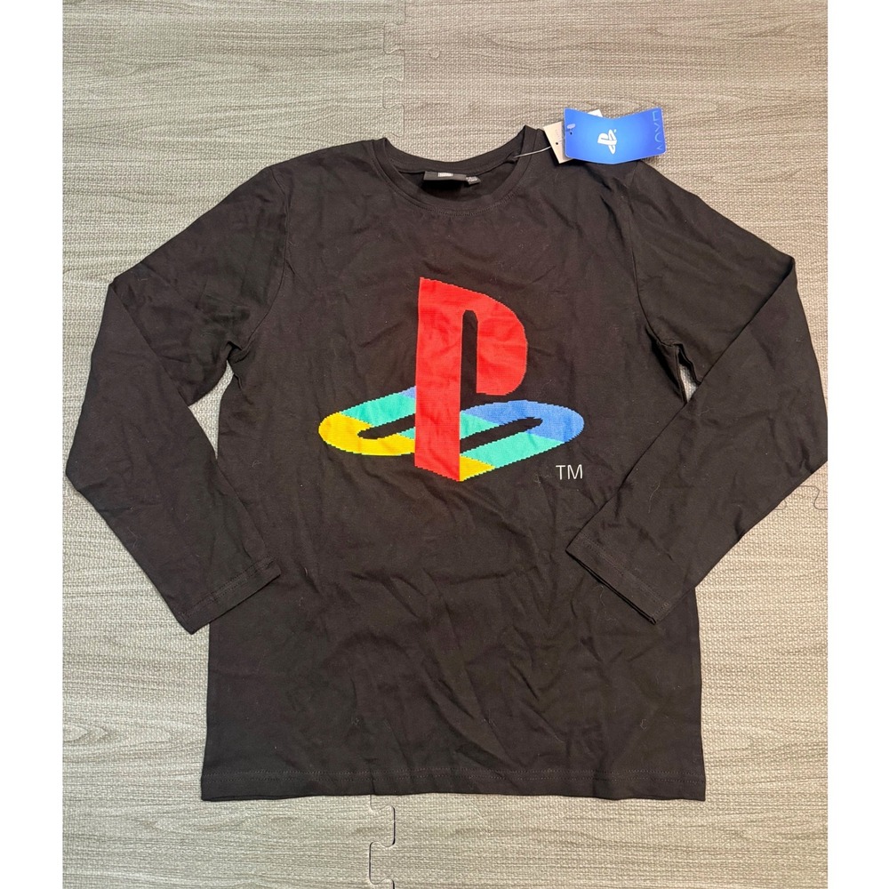 PlayStation Kids Long Sleeve Graphic T-Shirt Black Official Licensed Size 11-12Y